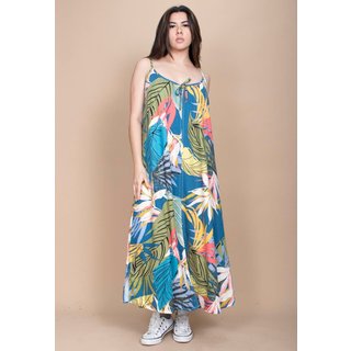 Vestido Longo Cabanafree Caçuá Viscose Alça Fina Estampa Brisa Botãnica