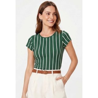 Blusa Feminina Canelada Listras Marialícia Verde
