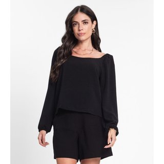 Blusa Feminina Manga 7/8 Rovitex Preto