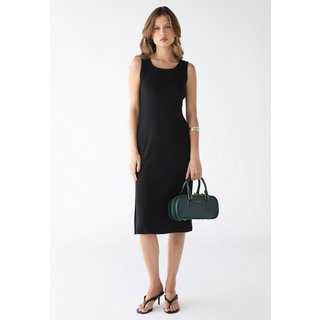 Vestido Midi Levosch De Alça E Fenda Ribana Preto