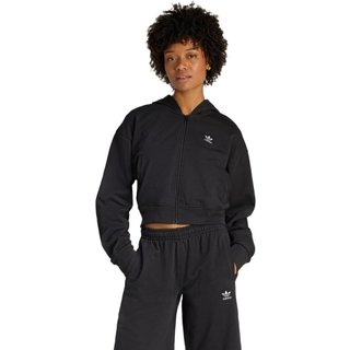 MOLETOM CAPUZ ESSENTIALS MOLETINHO CROPPED ZIP adidas Originals Preto