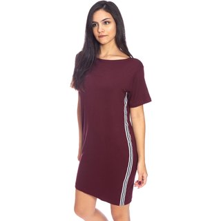 Vestido Moda Vicio Camiseta Com Faixa Vinho