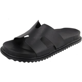 Papete H Rasteira Sandalia Confort Slide Verão Agnes Veronez Preto