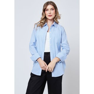 Camisão Tricoline Listrado Azul Miss Joy 7898 Feminino