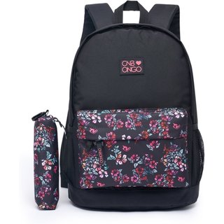 Kit Mochila De Costas Estojo Feminina Onbongo Bolsa Escolar Faculdade Viagem