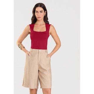 Blusa Feminina Com Decote Quadrado Dianna Vermelho