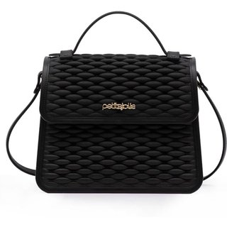Bolsa Feminina Petite Jolie Transversal Pequena com Textura Tramada Preta