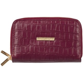Carteira feminina de couro croco Martina 9,5x15,5cm - Merlot