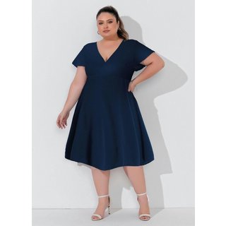 Vestido Plus Size Marinho Marguerite