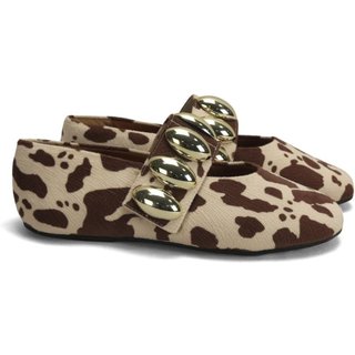 Sapatilha Animal Print com Fivela Grande Ana Mello Incolor
