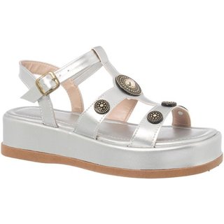 Sandália Papete Flatform Feminino Almofadada Plataforma Moda Prata