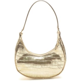Bolsa Feminina Anna Andrade Bolsa Pequena Meia Lua Tiracolo De Ombro Moda Festa Dourado