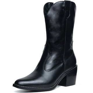 Bota Western Texana Bico Fino Country Couro Preto Tellini Store