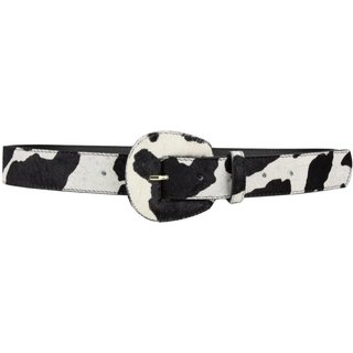 Cinto Crisfael Couro Animal Print Cow Vaca Preto - Emilly