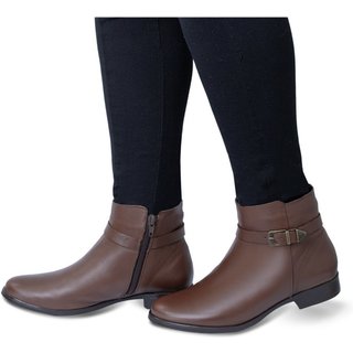 Bota Cano Curto Flor D' Couro Marrom Tamarindo 9858