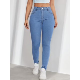 Calça Jeans Skinny Feminina Niha Jeans Estilo Gringa Casual e Confortavel Delavê