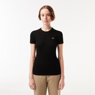Camiseta feminina em algodão orgânico com modelagem ajustada Preto
