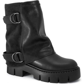 Bota Feminina Tratorada Robusta Moderna com Sobreposição Ramarim 2667135 - Preto