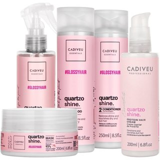 Kit Cadiveu Essentials Quartzo Shine Shampoo Condicionador Fluído Máscara e Protein Hair Cream (5 produtos)