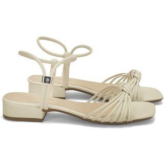Sandália calce fácil off white com nó & saltinho bloco Incolor