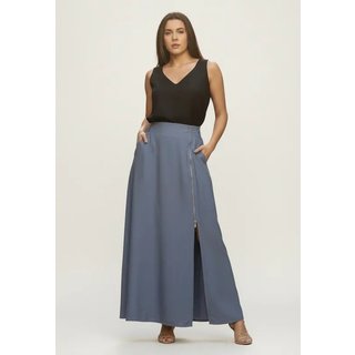 Saia Cabanafree Midi com Zíper Azul Jeans