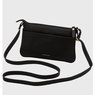 Bolsa Transversal Couro Mariart Girassol Preta