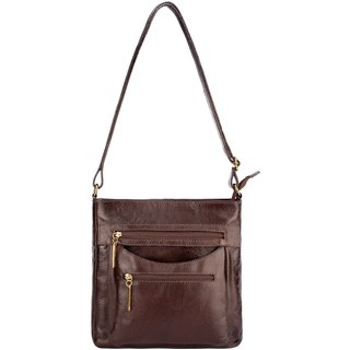 Bolsa tiracolo em couro liso Thais - Café