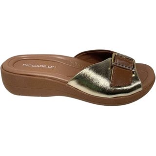 Tamanco Piccadilly Fascite Salto Anabela Feminino - Marrom - piccadilly