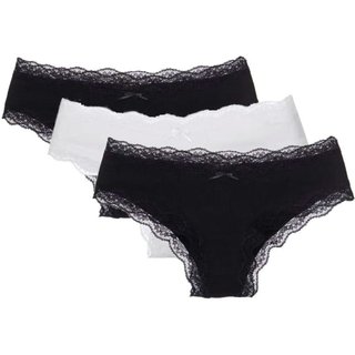Kit 3 Calcinhas Boyshort Algodão Pop Colors Branco e Preto Loungerie