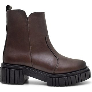 Bota Feminina Couro Salto Alto Zíper Confortável Casual Marrom 34 Marrom