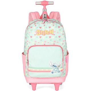 Infantil - Mochila de Rodinhas Média de Costas Stitch Disney Verde