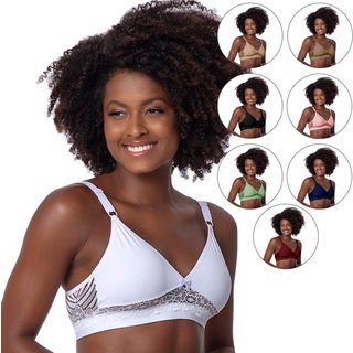 Kit 3 Soutiens Reforçados Gabi Lingerie Moda Intima Sem Bojo Microfibra Poliamida Rendado Multicolorido