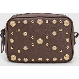 Bolsa Feminina Luiza Barcelos Tachas Marrom