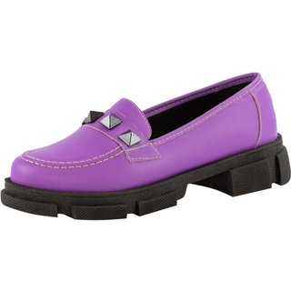 Mocassim Feminino Lumiss Casual Tratorado Confortável Spike Blogueira Roxo