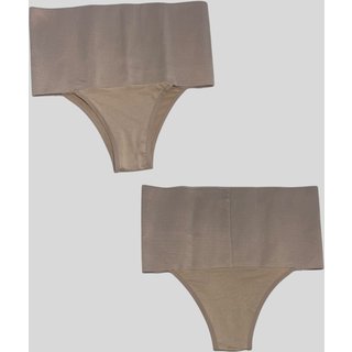 Calcinha Serra e Mar Modas Cinta Modeladora Plus Size Alta Compressão Redutora 18cm Bege