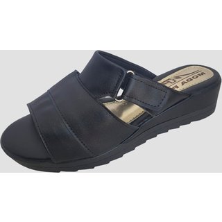 Sandália Feminina Tamanco Regulável Moda Pé Anabela Super Conforto Preto
