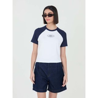 Camiseta Baby Look Manga Raglan Colcci CLC Branco