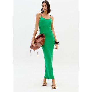 Vestido Canelado Justo Super Midi Lança Perfume