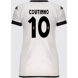 Camisa Kappa Vasco Supporter Graphik Feminina Branca e Preta 10 Coutinho