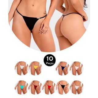 Kit 10 Calcinha IMI Lingerie Tanga Fio Dental Em Microfibra Giuliana Sortidas Multicolorido