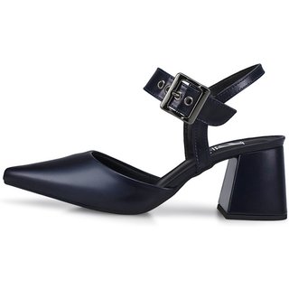 Scarpin Feminino Lóris Shoes Bico Fino Salto Bloco Confortável com Fivela Sapato Social 18400 Azul