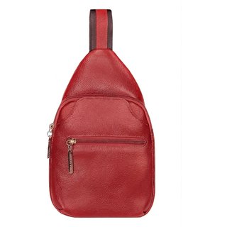 Mini Mochila Andrea Vinci Feminina Transversal De Couro Liso Jenny - Vermelho