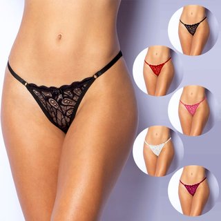 Kit 10 Gabi Lingerie Tangas Fio Dental Lingerie Sexy Rendada com Regulagem Moda Feminina Multicolorido