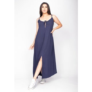 Vestido Longo Cabanafree Caçuá Viscose Alça Fina Azul