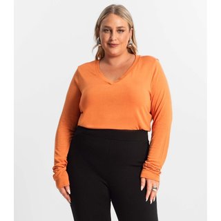 Blusa Manga Longa Visco Tricot Secret Glam Laranja