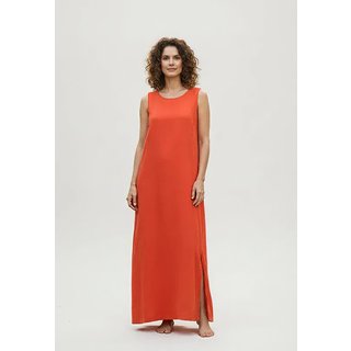 Vestido Cabanafree Longo Linho com Viscose com Bolso Laranja