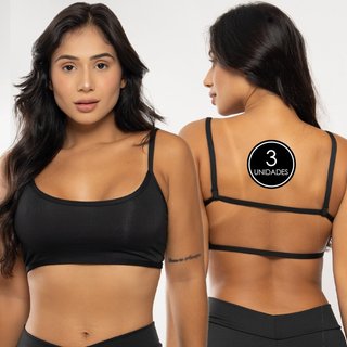 KIT 3 Top Faixa Bravaa Store Costa Nua Frente Única Gringa Academia Alça Fina Blogueira 124