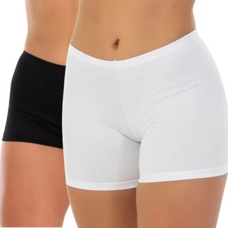 Kit 2 Short Segunda Pele Reflexo Íntimo Anágua Anti Atrito Para Usar Por Baixo Preto e Branco