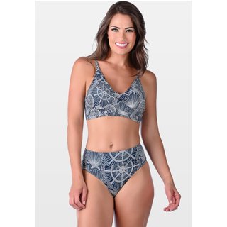 Biquíni Summer Soul Transpassado Bojo Removível Cintura Baixa Cós Duplo Estampado Marinho