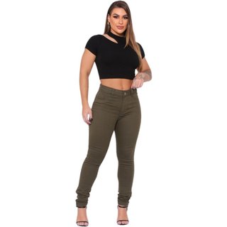 Calça Feminina Verde Skinny Sarja Alleppo Jeans
